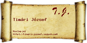 Timári József névjegykártya
