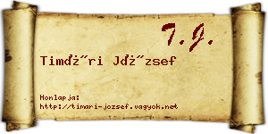 Timári József névjegykártya
